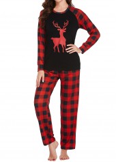 Christmas Red Plaid Long Sleeve Lounge Top and Pants | thumb picture 