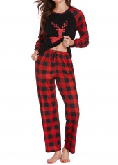 Christmas Red Plaid Long Sleeve Lounge Top and Pants | thumb picture 