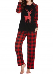 Christmas Red Plaid Long Sleeve Lounge Top and Pants | thumb picture 