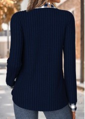 Navy Tummy Coverage Plaid Fake Two Piece Twinset | thumb picture 