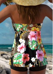Tummy Coverage Floral Print Black Tankini Set | thumb picture 