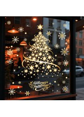 Christmas Tree Golden Sticker Glass Stickers