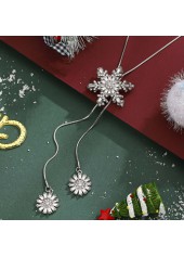 Christmas Silver Geometric Snowflake Alloy Necklace