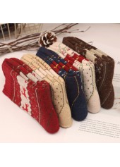 Christmas Multi Color Elk Print Mid Calf Socks