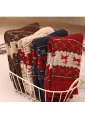 Christmas Multi Color Elk Print Mid Calf Socks
