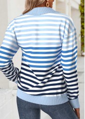 Blue Tummy Coverage Striped Long Sleeve Sweatshirt