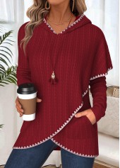 Wine Red Tummy Coverage Long Sleeve Hoodie | thumb picture 