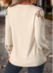 Beige Tummy Coverage Long Sleeve Split Neck Blouse | thumb picture 