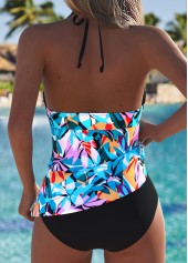 Tummy Coverage Plants Print Cyan Tankini Set | thumb picture 