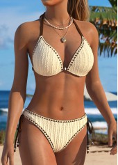 Pull On Mid Waisted Beige Bikini Set | thumb picture 