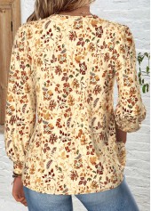 Light Coffee Tummy Coverage Leaf Print T Shirt | thumb picture 