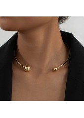 Golden Asymmetrical Round Geometric Alloy Necklace