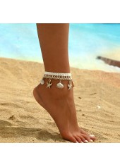 Beige Shell Woven Tassel Design Anklet | thumb picture 
