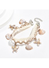 Beige Shell Woven Tassel Design Anklet | thumb picture 