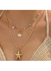 Golden Shell Starfish Alloy Necklace Set