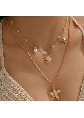 Golden Shell Starfish Alloy Necklace Set | thumb picture 