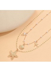 Golden Shell Starfish Alloy Necklace Set | thumb picture 