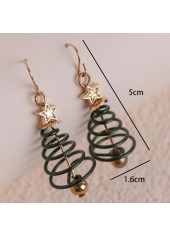 Christmas Tree Green Star Metal Earrings | thumb picture 