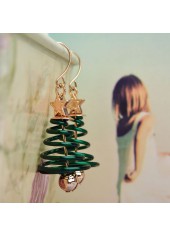 Christmas Tree Green Star Metal Earrings | thumb picture 