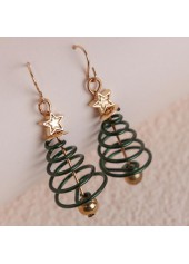 Christmas Tree Green Star Metal Earrings | thumb picture 