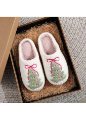 Christmas White Closed Toe Falt Slippers