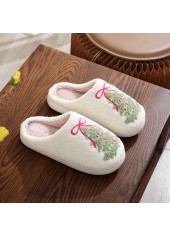 Christmas White Closed Toe Falt Slippers
