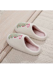 Christmas White Closed Toe Falt Slippers