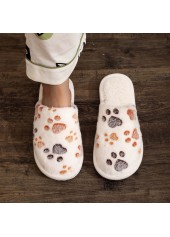 White Animal Print Closed Toe Falt Slippers
