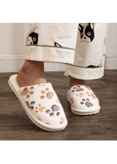 White Animal Print Closed Toe Falt Slippers | thumb picture 