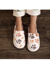 White Animal Print Closed Toe Falt Slippers | thumb picture 