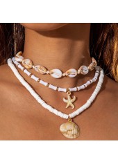 Raw White Starfish Shell Necklace Set