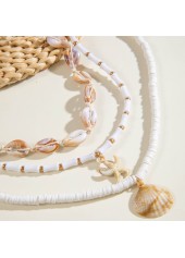 Raw White Starfish Shell Necklace Set