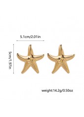 Golden Starfish Marine Life Alloy Earrings | thumb picture 