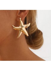 Golden Starfish Marine Life Alloy Earrings | thumb picture 