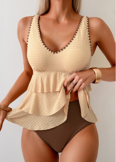 women clothes image of Tummy Coverage Mid Waisted Pink Tankini Set