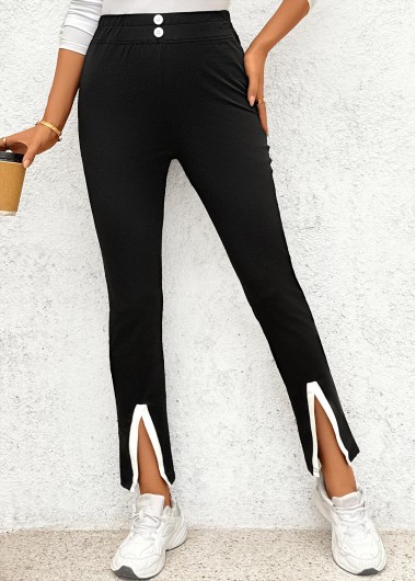 women clothes image of Black Elastic Waist High Waisted Pants