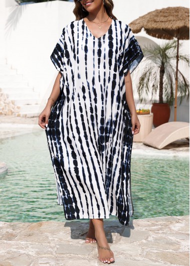 women clothes image of Tummy Coverage Geometric Print White Cover Up