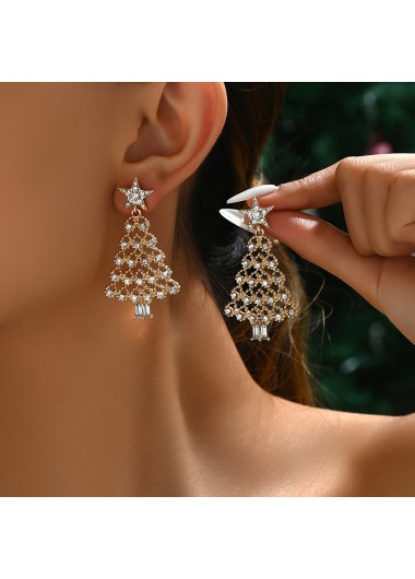 women clothes image of Christmas Tree Golden Star Alloy Earrings