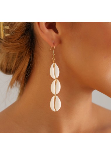 women clothes image of Raw White Tassel Shell Design Earrings