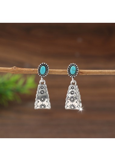 women clothes image of Silver Color Alloy Detail Geometric Earrings