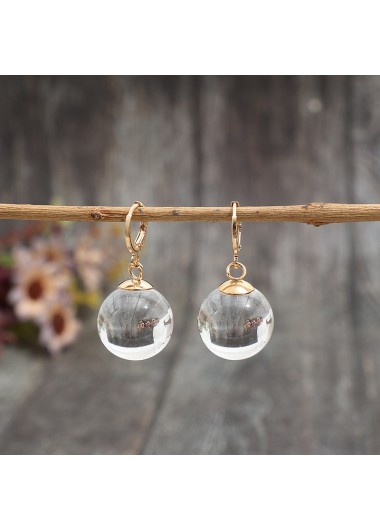 women clothes image of Silvery Color White Glass Detail Earrings