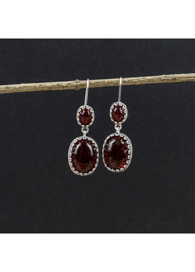 women clothes image of Deep Red Baroque Oval Alloy Earrings