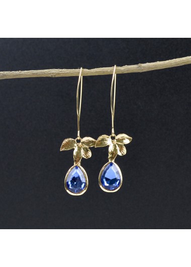women clothes image of Blue Droplet Orchid Design Alloy Earrings