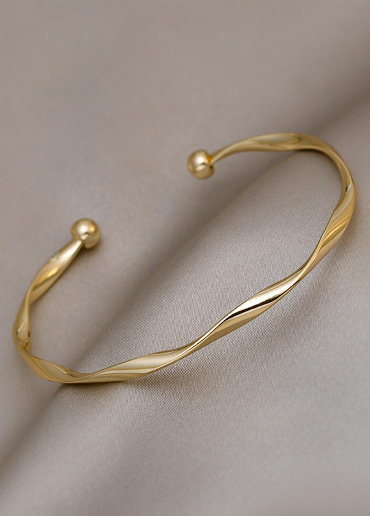 Golden Alloy Open Cuff Twisted Bangle | picture 
