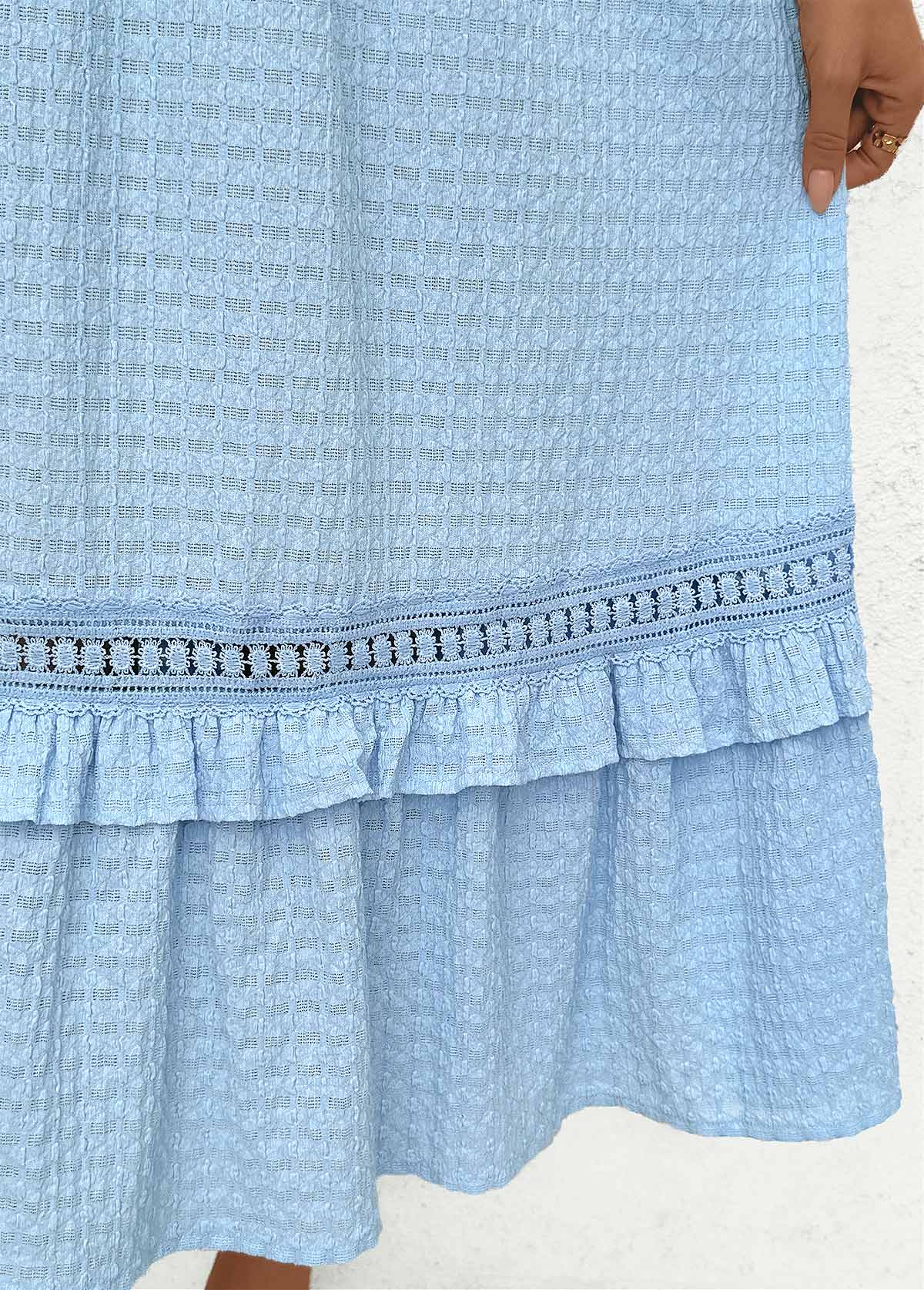 Blue Tummy Coverage Short Sleeve V Neck Dress | picture 