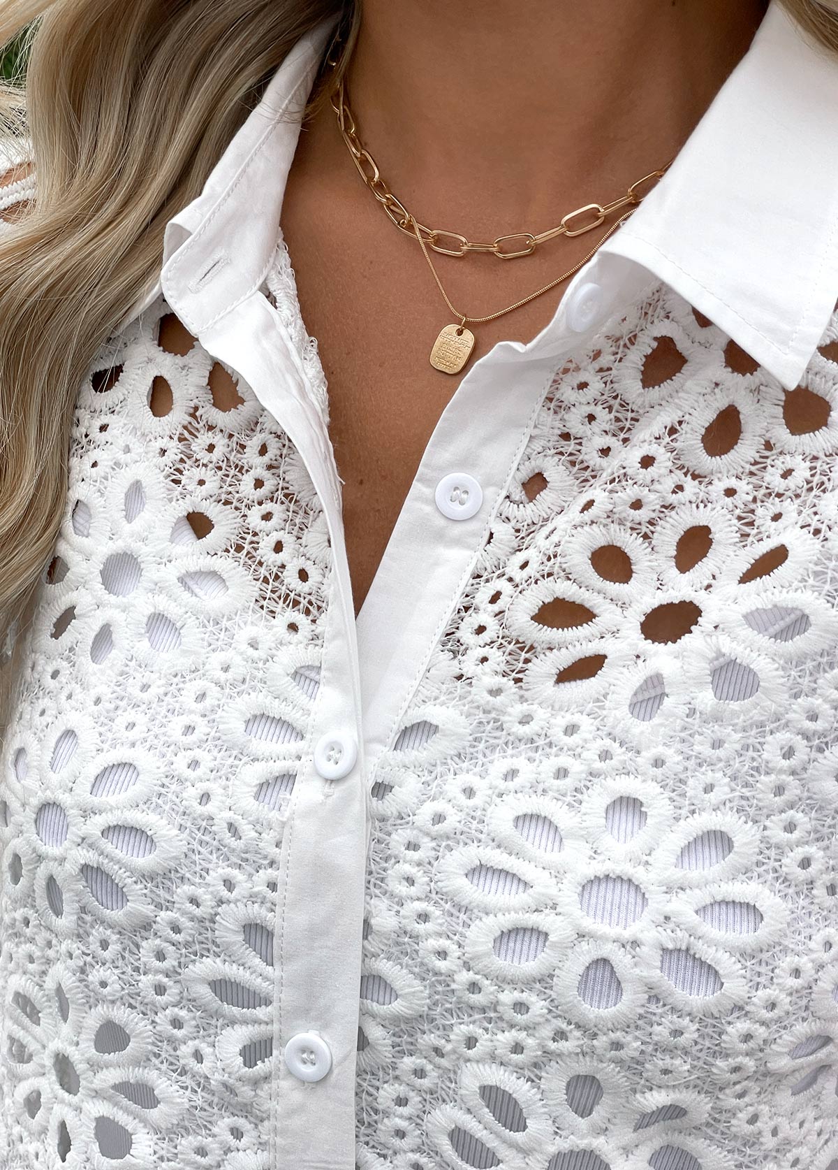 White Tummy Coverage Long Sleeve Shirt | picture 