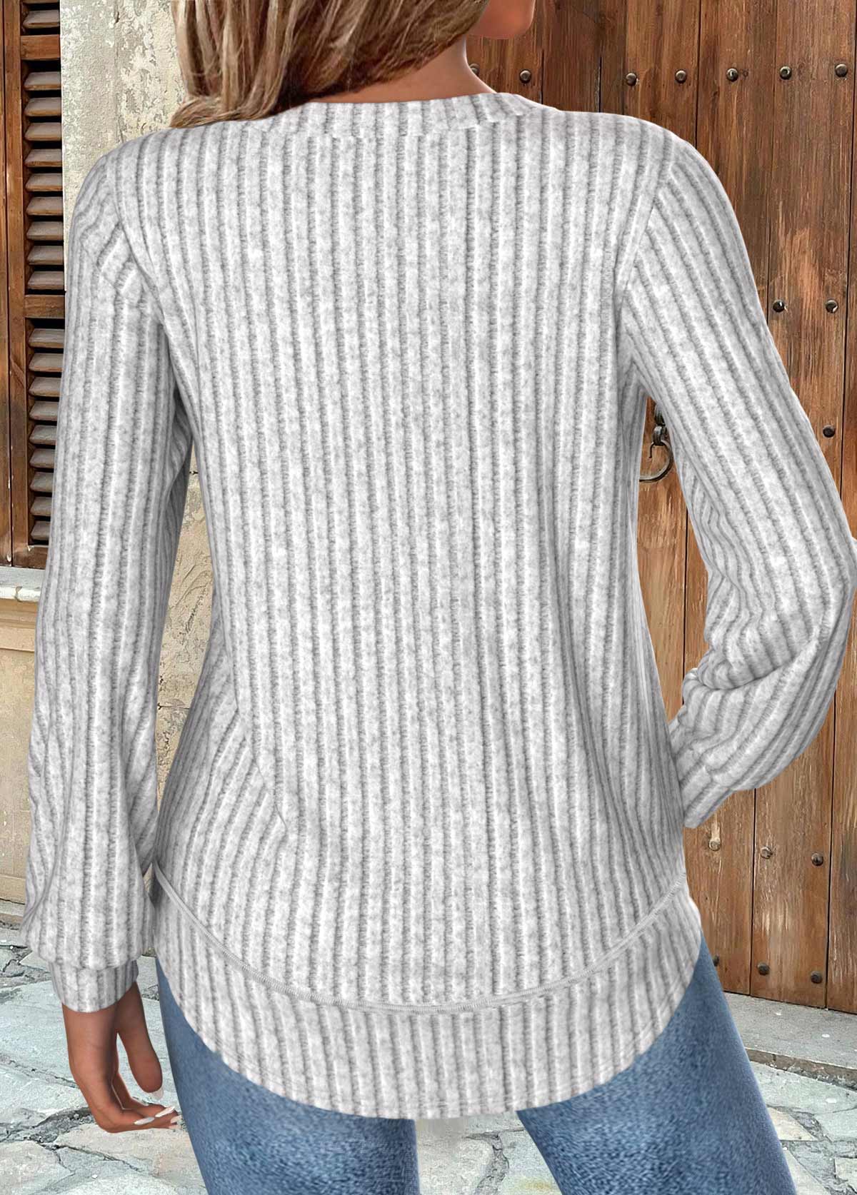 Light Grey Marl Tummy Coverage Long Sleeve Sweatshirt | picture 