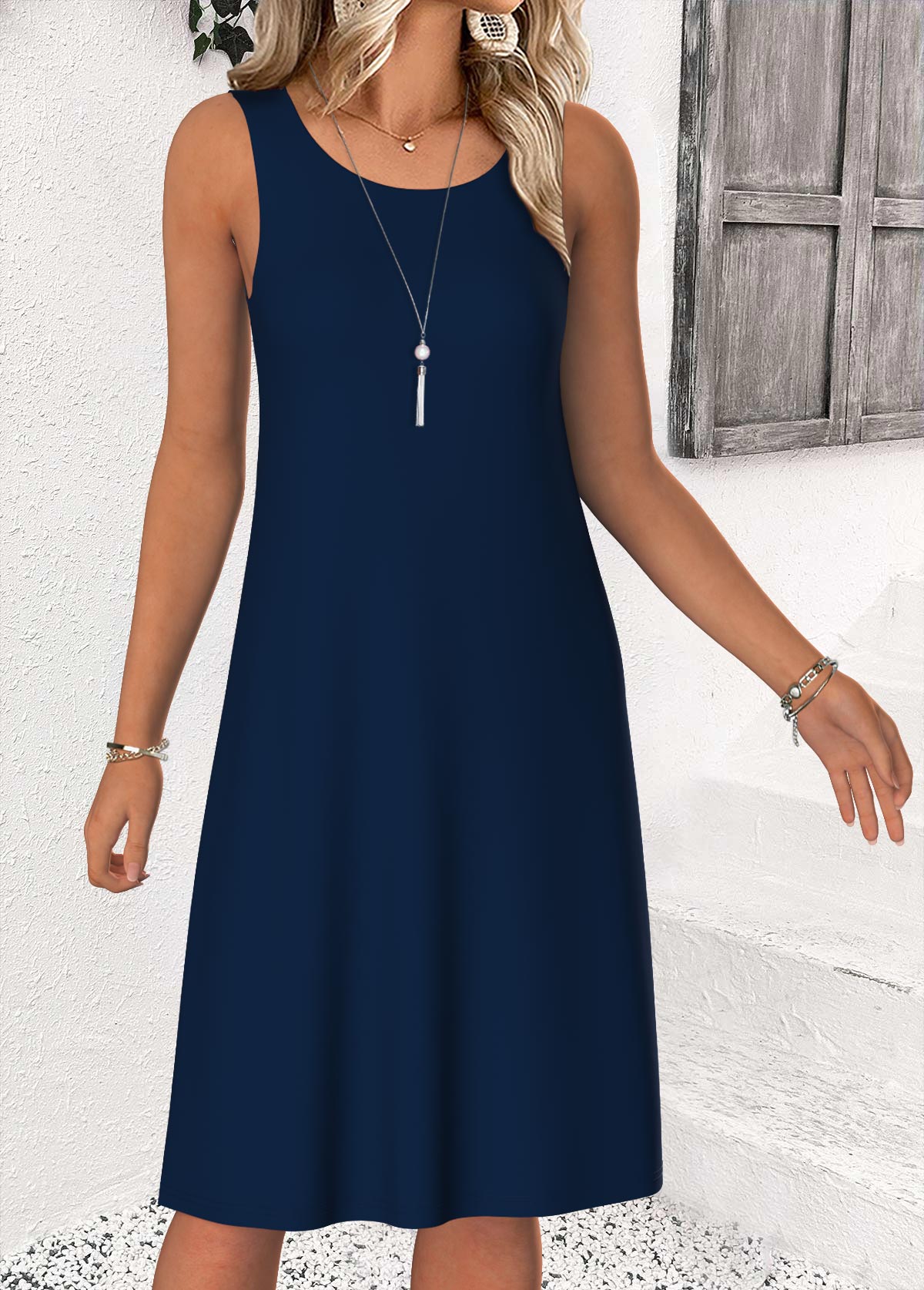 Navy Tummy Coverage Ditsy Floral Print Dress and Cardigan | picture 