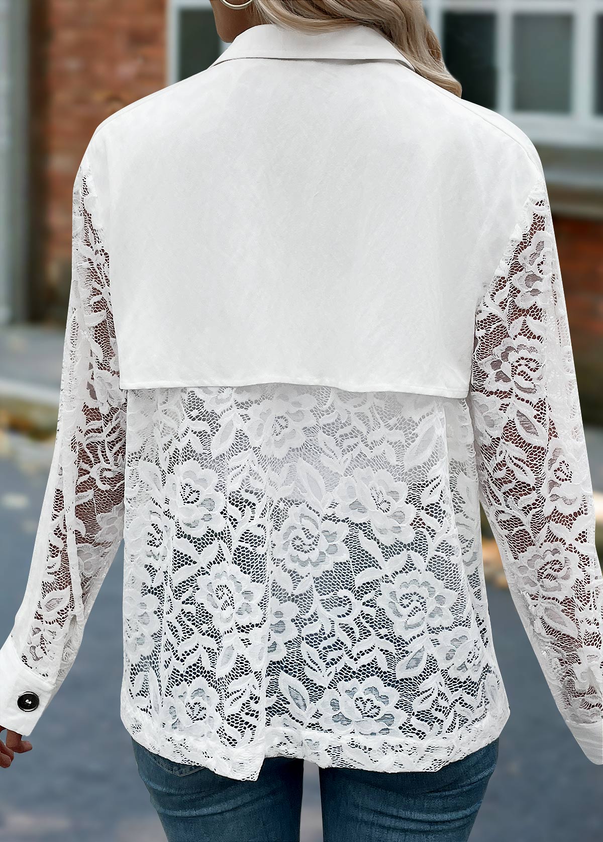 Beige Tummy Coverage Long Sleeve Turn Down Collar Shacket | picture 