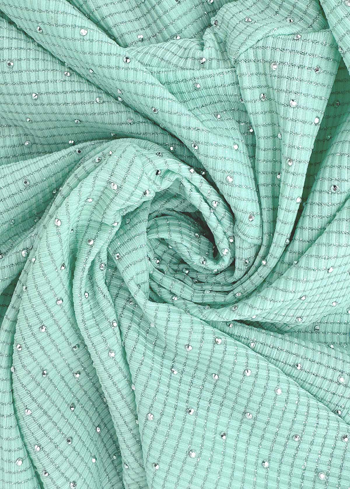 Mint Green Peplum Long Sleeve V Neck Blouse | picture 